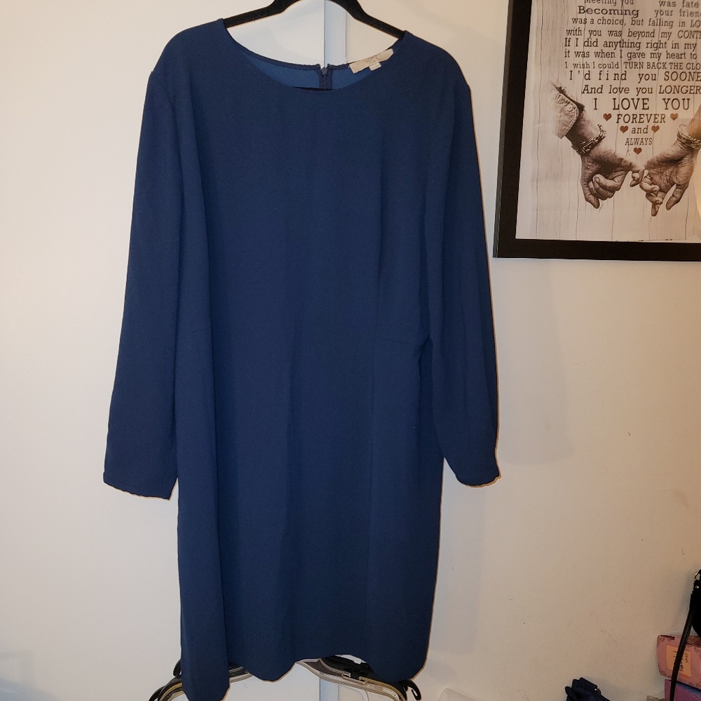 Loft plus women long sleeve Navy blue dress with lining size 20